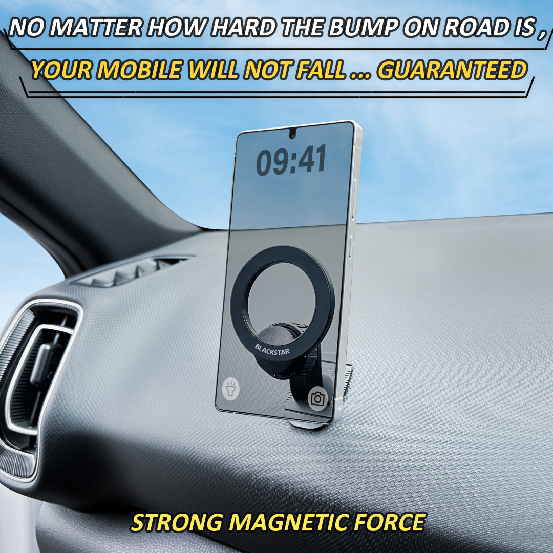 Blackstar Air-Safe DASH : MagSafe Mobile Phone Holder for Car DASHBOARD with 540° Angle Rotation and Stylish Premium Design