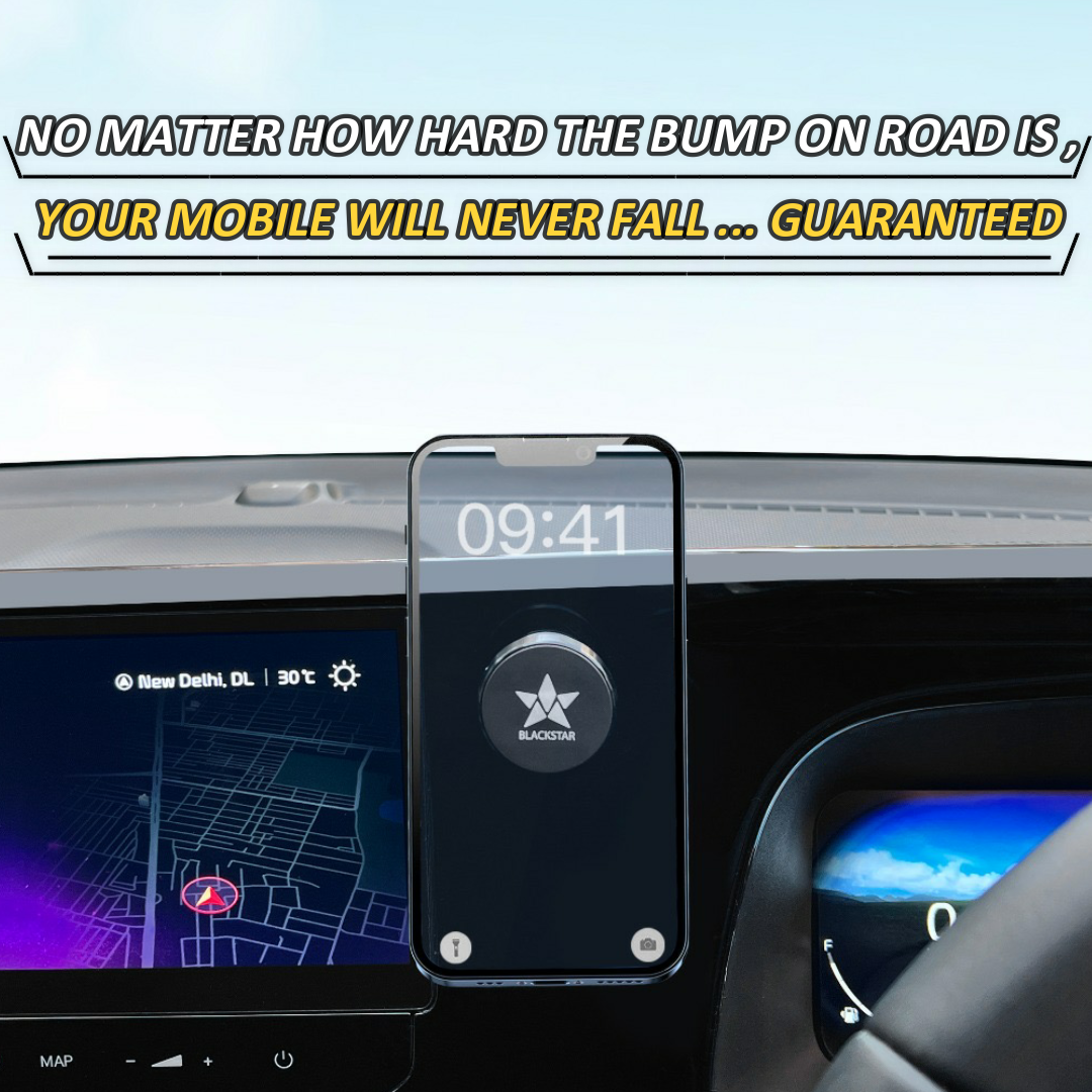 Blackstar SPIRO MAG - 540° Angle Rotation Enabled Magnetic Mobile Phone Holder for Car Dashboard / Bike / Home / Office