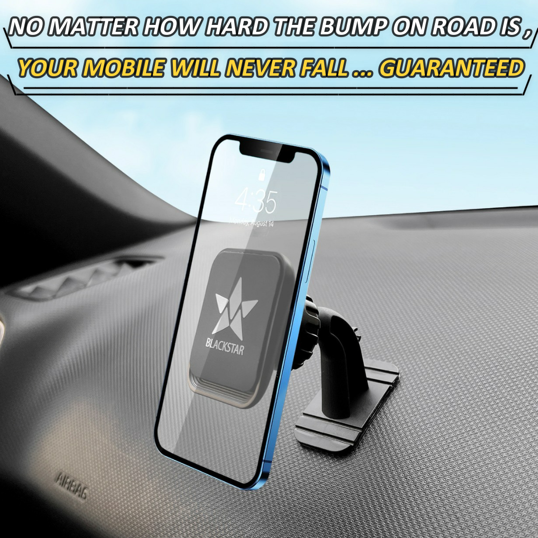 Blackstar ARMSTRONG Multi-Purpose Magnetic Mobile Phone Holder for Car Dashboard / Office ( Use on Dashboard Top as well as with AC Vent too )