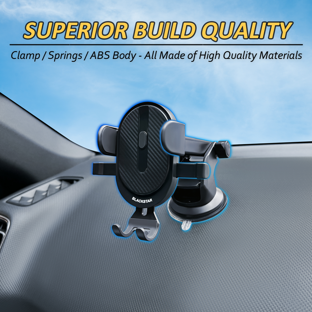 Blackstar A1-MAX Mobile Phone Holder for Car DASHBOARD / WINDSHIELD with Multi Angle Rotation and Adjustment ( Supports All Mobiles )