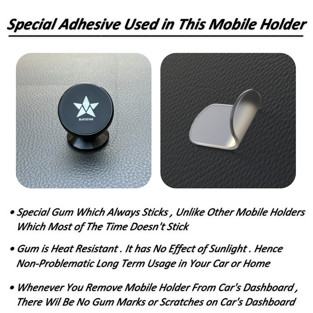 Blackstar SPIRO MAG - 540° Angle Rotation Enabled Magnetic Mobile Phone Holder for Car Dashboard / Bike / Home / Office