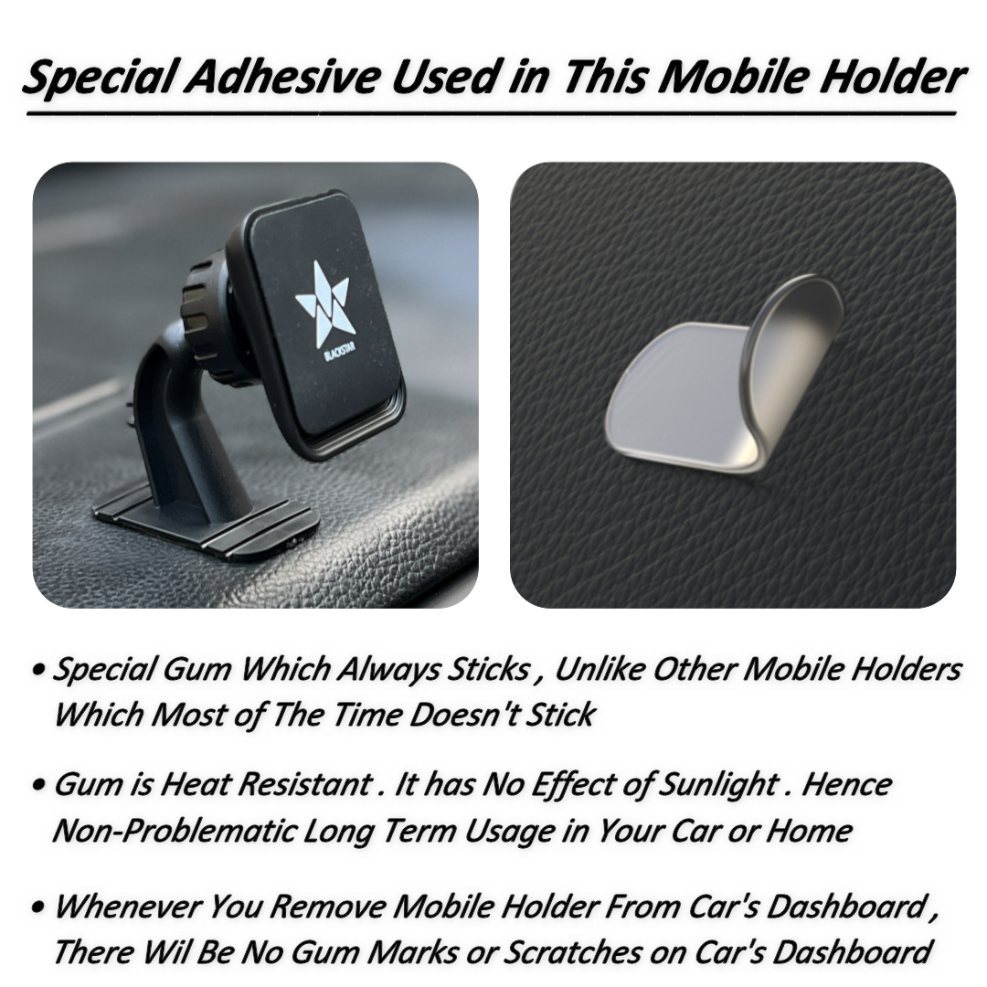 Blackstar ARMSTRONG Multi-Purpose Magnetic Mobile Phone Holder for Car Dashboard / Office ( Use on Dashboard Top as well as with AC Vent too )