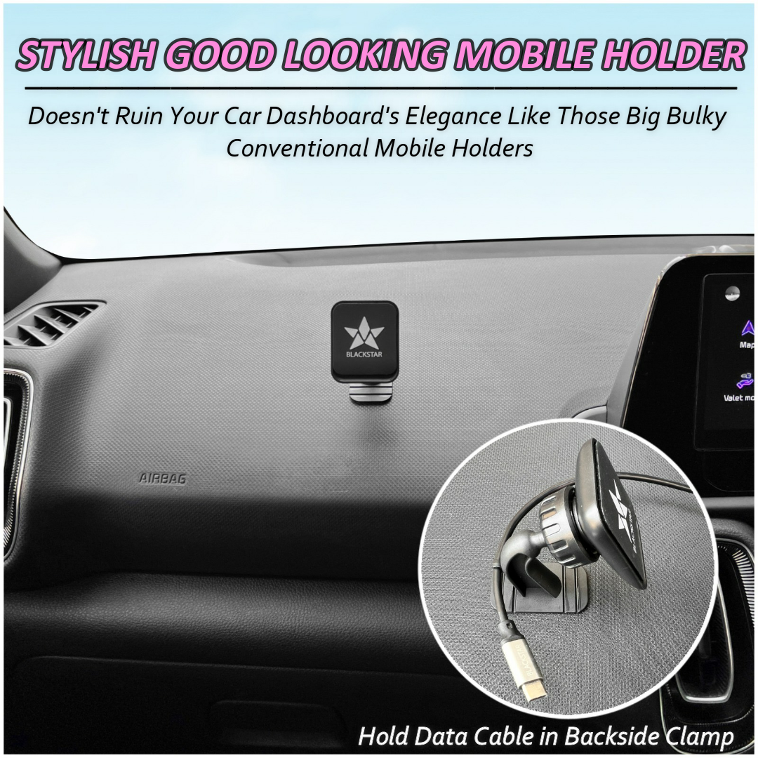 Blackstar ARMSTRONG Multi-Purpose Magnetic Mobile Phone Holder for Car Dashboard / Office ( Use on Dashboard Top as well as with AC Vent too )