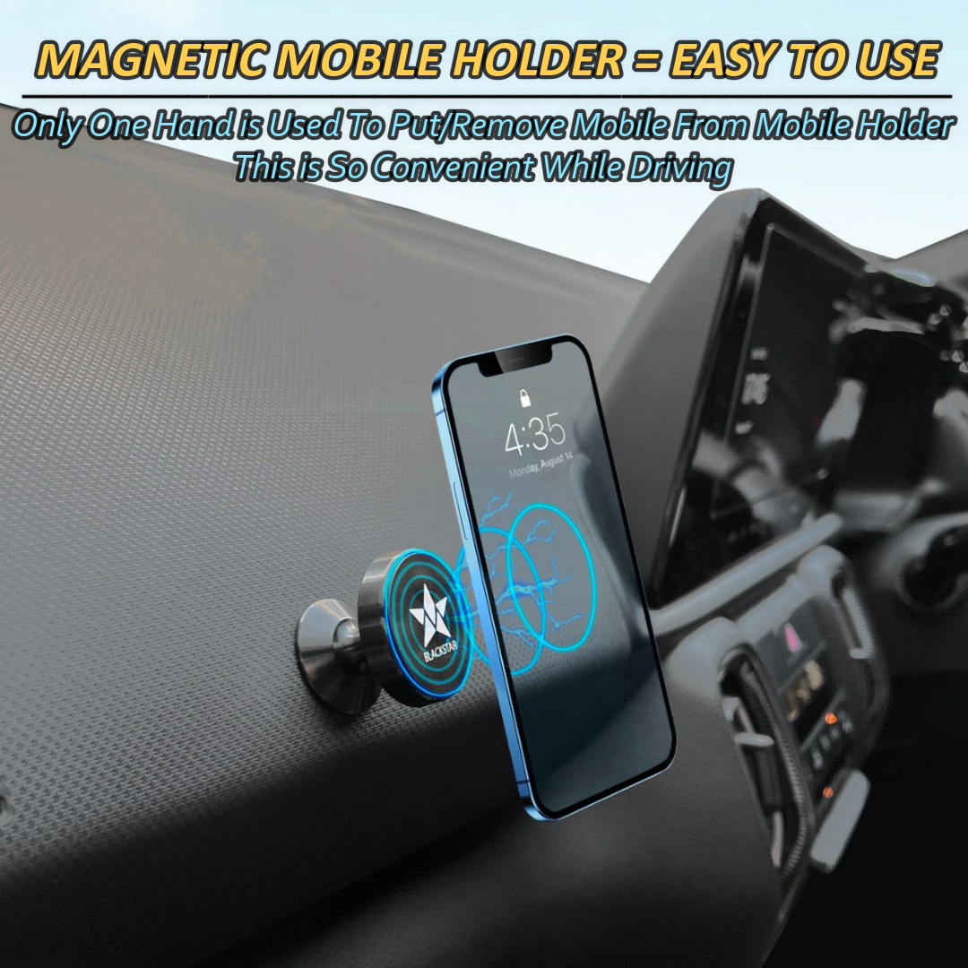 Blackstar SPIRO MAG - 540° Angle Rotation Enabled Magnetic Mobile Phone Holder for Car Dashboard / Bike / Home / Office