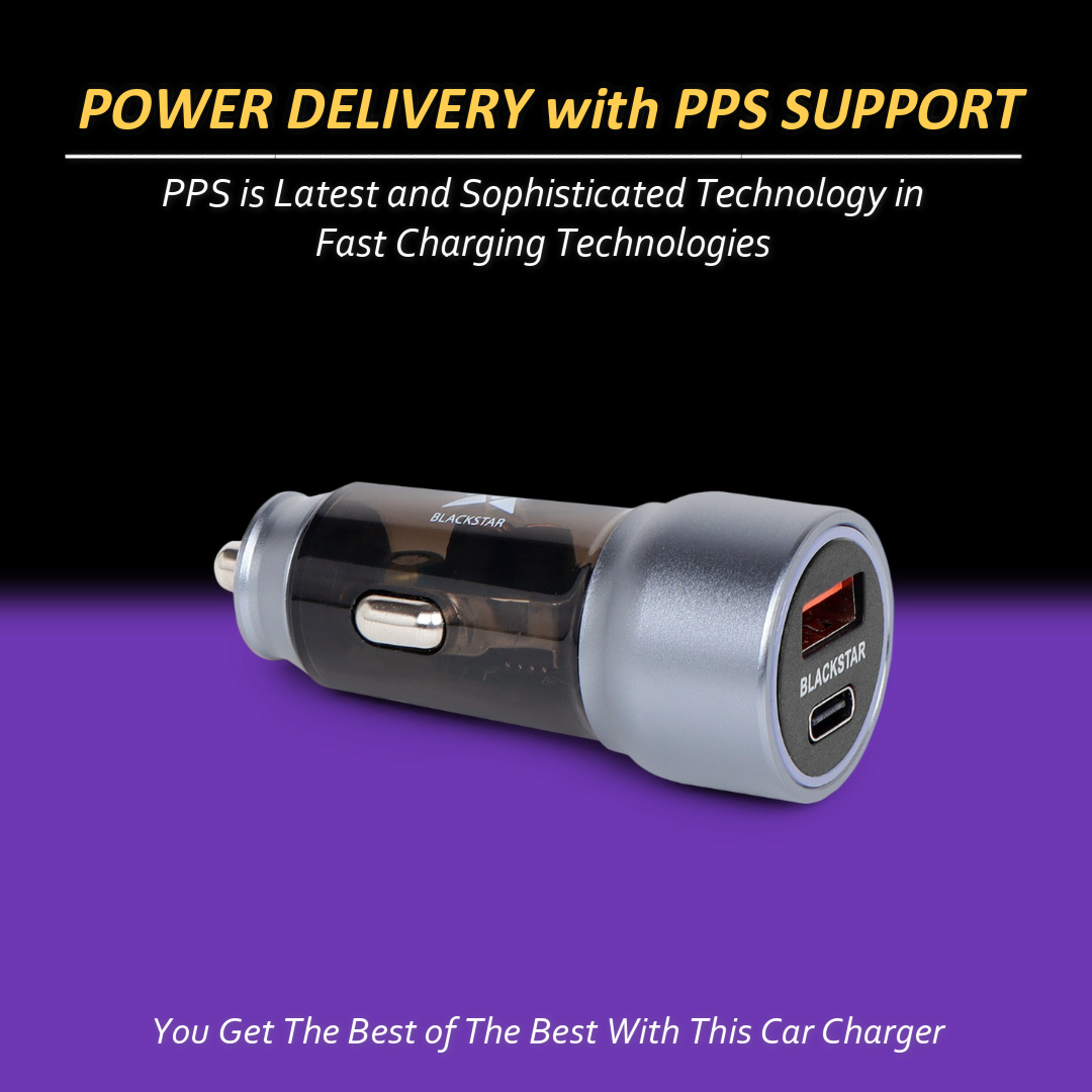 Blackstar 51Watt SUPER-FAST Car Charger for Samsung Mobiles and iPhones and Some Other Brands