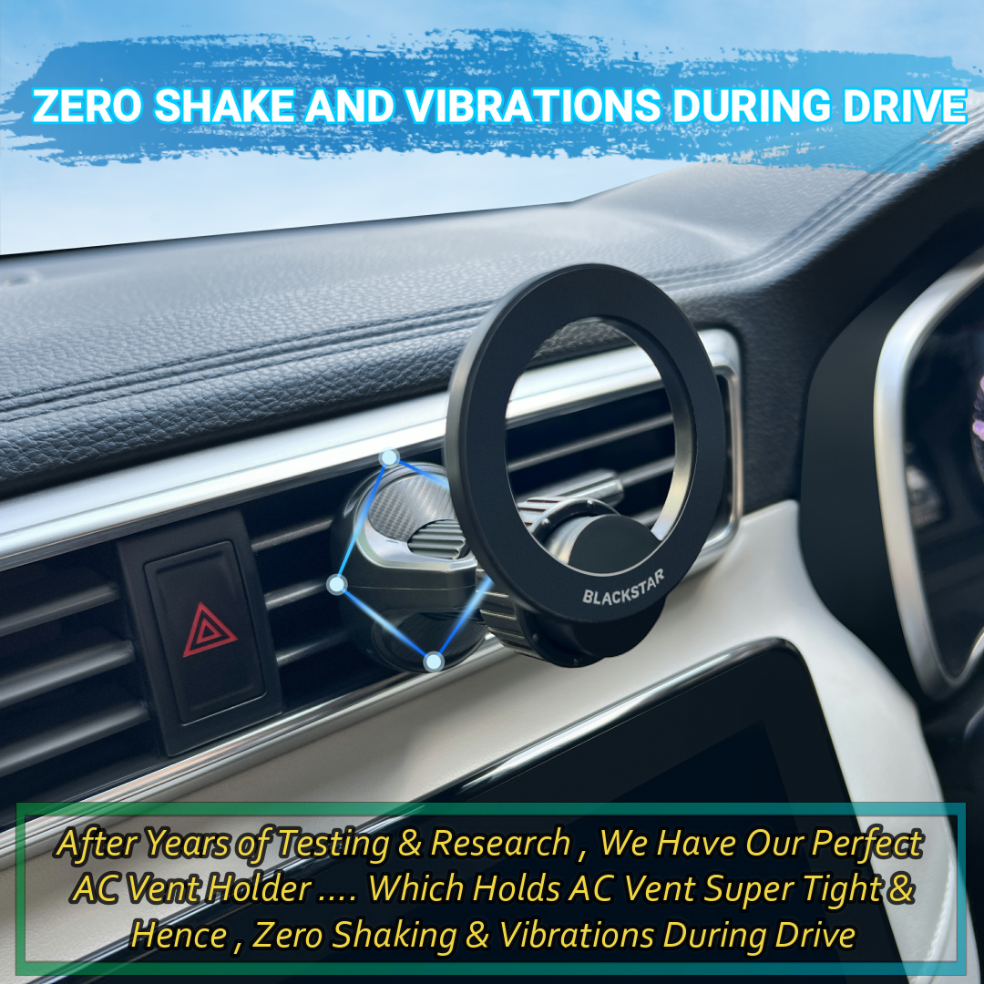 Blackstar AIR-SAFE VENT : MagSafe Mobile Phone Holder for Car AC VENTS with 540° Angle Rotation and Premium Design