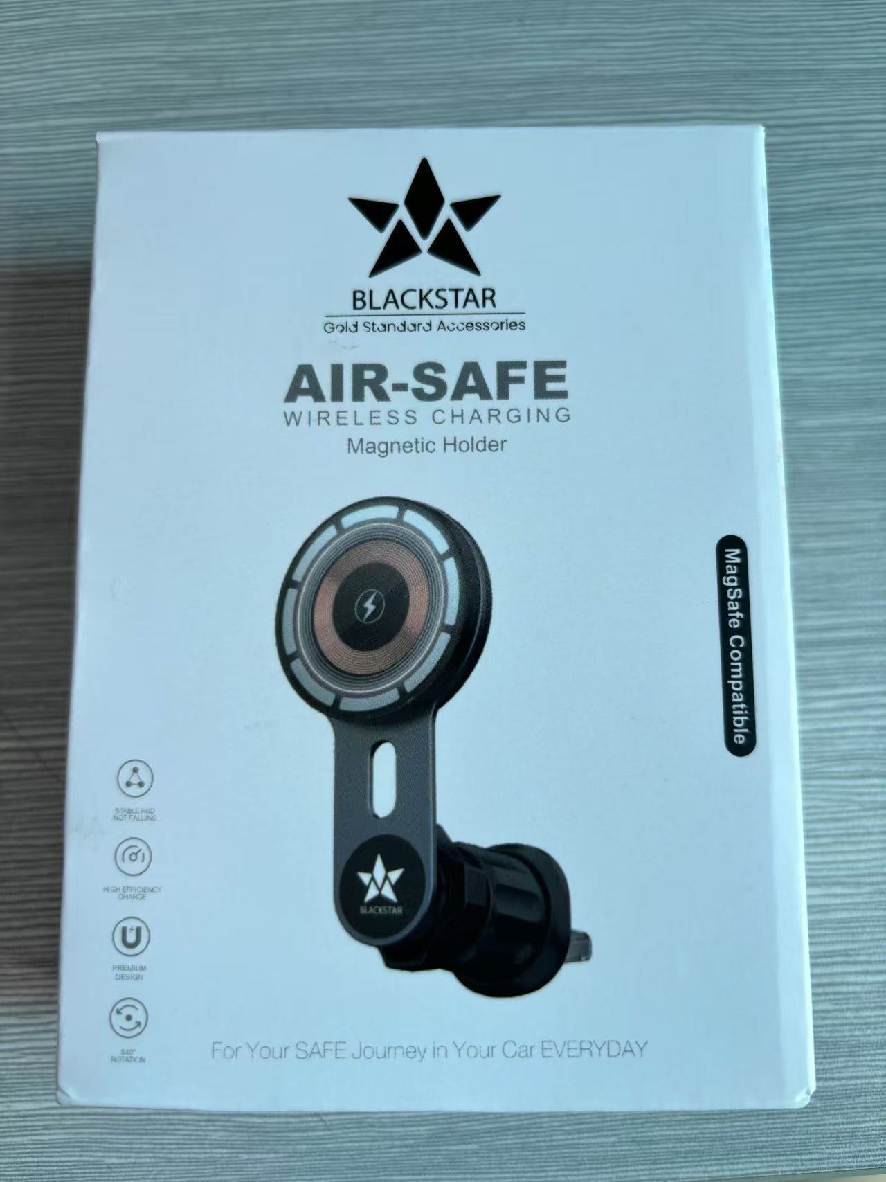 Blackstar AIR-SAFE CHARGE : MagSafe Mobile Phone Holder for AC VENTS with Fast Wireless Charging & 540° Angle Rotation in a Stylish Sleek Design
