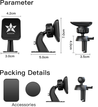 Blackstar ARMSTRONG Multi-Purpose Magnetic Mobile Holder - Use on Dashboard Top as well as with AC Vent too