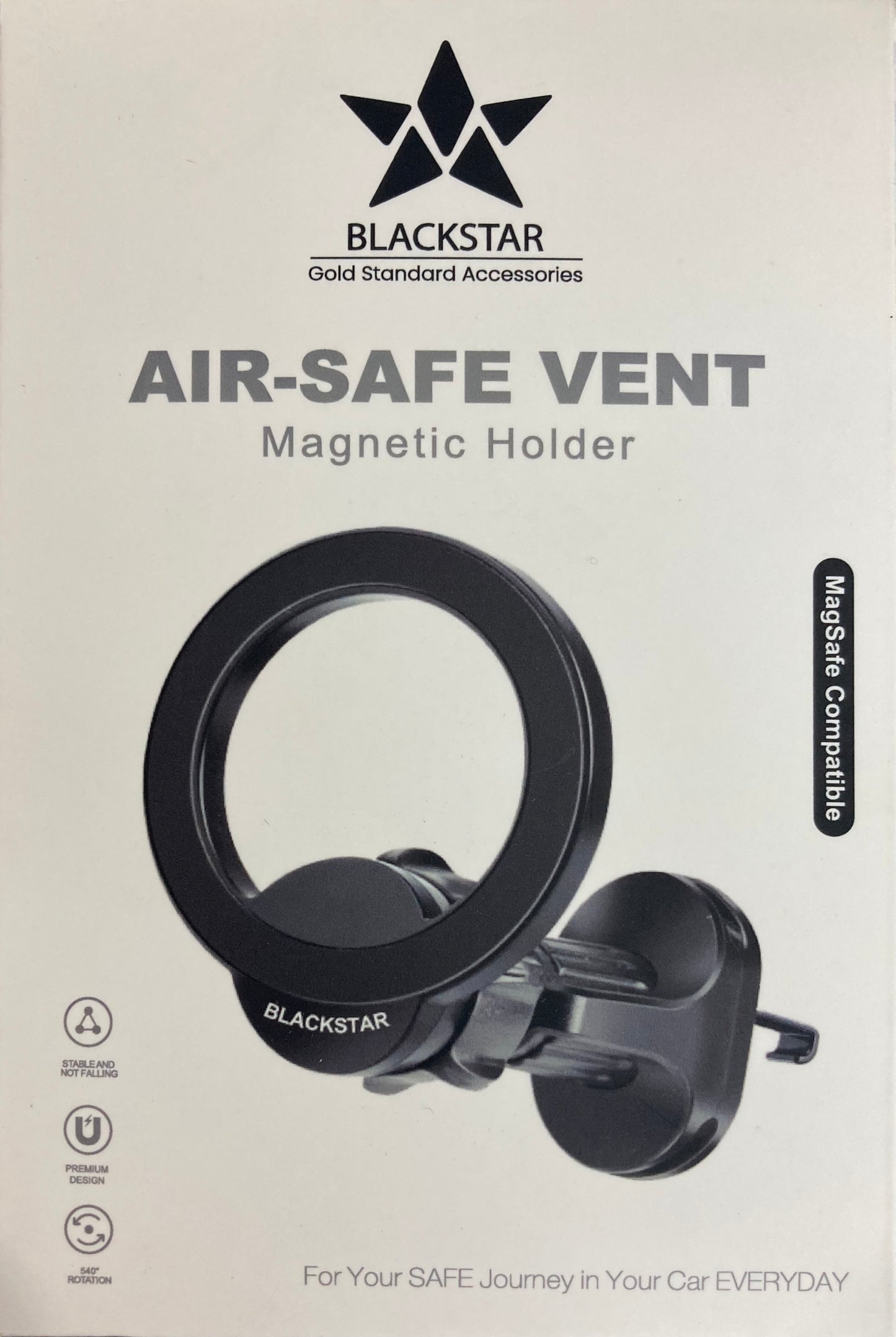 Blackstar AIR-SAFE VENT : MagSafe Mobile Holder for AC VENTS with 540° Angle Rotation and Striking Design
