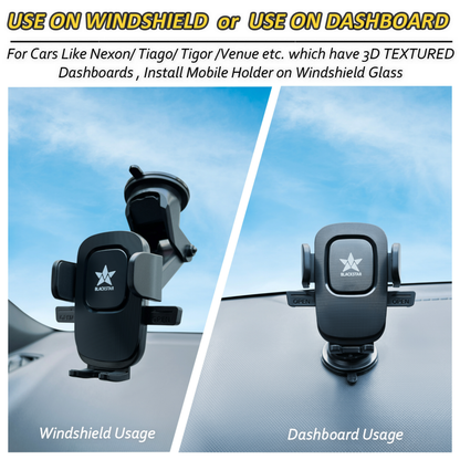 Blackstar B1-MAX Mobile Phone Holder for Car DASHBOARD / WINDSHIELD with Multi Angle Rotation and Adjustment ( Supports All Mobiles )