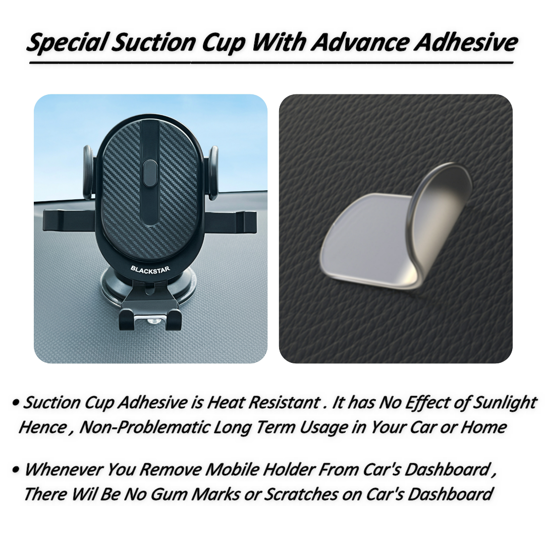 Blackstar A1-MAX Mobile Phone Holder for Car DASHBOARD / WINDSHIELD with Multi Angle Rotation and Adjustment ( Supports All Mobiles )