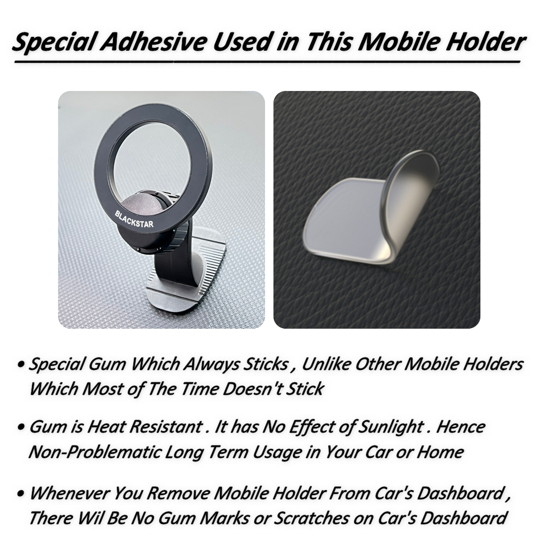 Blackstar Air-Safe DASH : MagSafe Mobile Phone Holder for Car DASHBOARD with 540° Angle Rotation and Stylish Premium Design