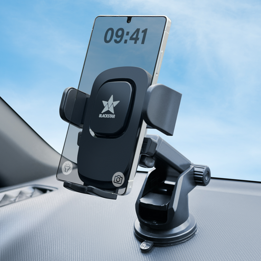 Blackstar B1-MAX Mobile Phone Holder for Car DASHBOARD / WINDSHIELD with Multi Angle Rotation and Adjustment ( Supports All Mobiles )