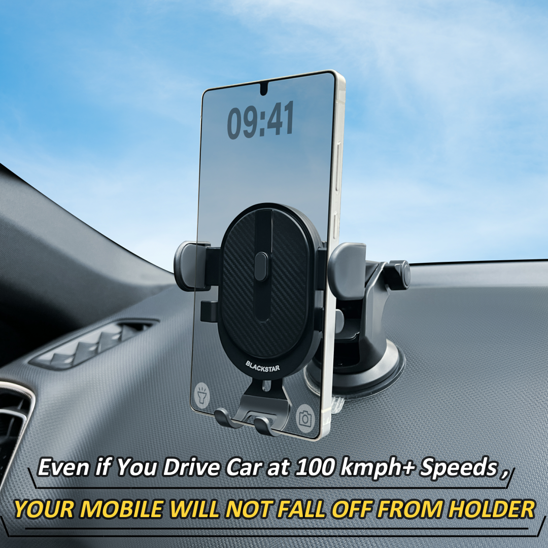 Blackstar A1-MAX Mobile Phone Holder for Car DASHBOARD / WINDSHIELD with Multi Angle Rotation and Adjustment ( Supports All Mobiles )