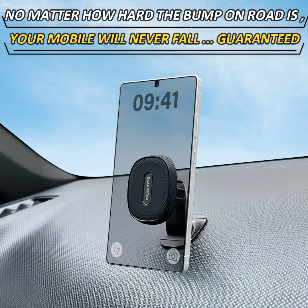 Blackstar ARMSTRONG Multi-Purpose Magnetic Mobile Phone Holder for Car Dashboard / Office ( Use on Dashboard Top as well as with AC Vent too )