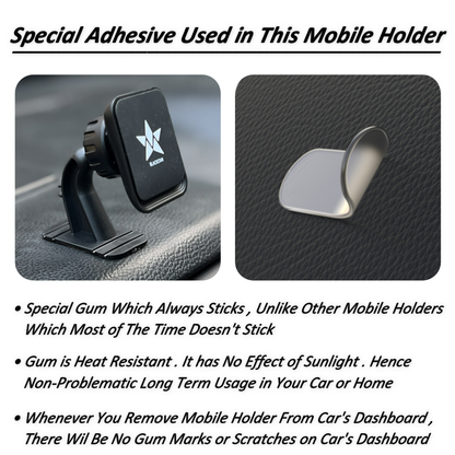 Blackstar ARMSTRONG Multi-Purpose Magnetic Mobile Phone Holder for Car Dashboard / Office ( Use on Dashboard Top as well as with AC Vent too )