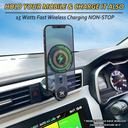 Blackstar AIR-SAFE CHARGE : MagSafe Mobile Phone Holder for AC VENTS with Fast Wireless Charging & 540° Angle Rotation in a Stylish Sleek Design