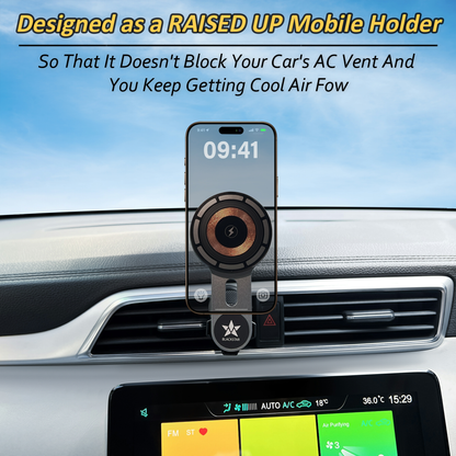 Blackstar AIR-SAFE CHARGE : MagSafe Mobile Phone Holder for AC VENTS with Fast Wireless Charging & 540° Angle Rotation in a Stylish Sleek Design