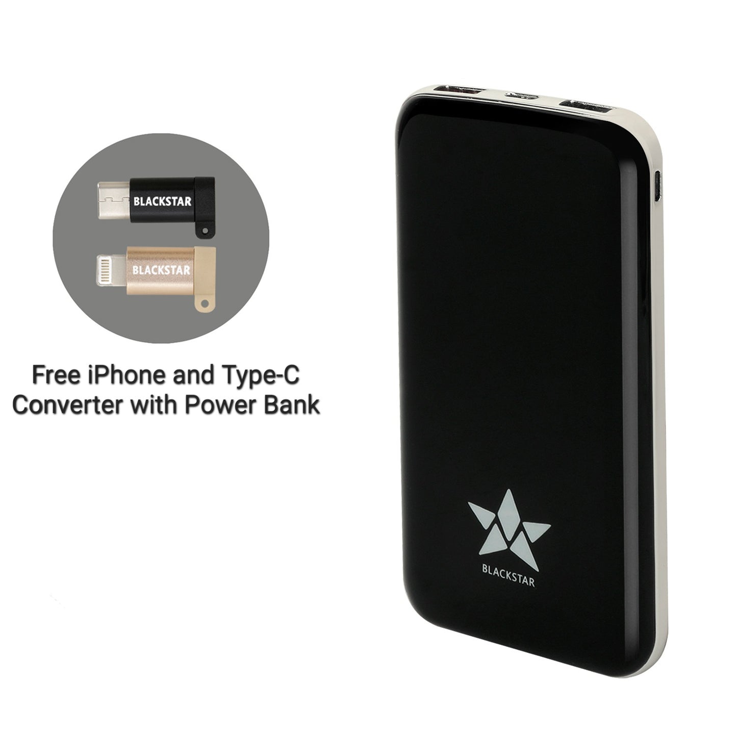 Blackstar 10000mAh Power Bank with 18Watt Fast Charging Power Bank with Type C Port and Digital Display ( Model :- THS-2 )