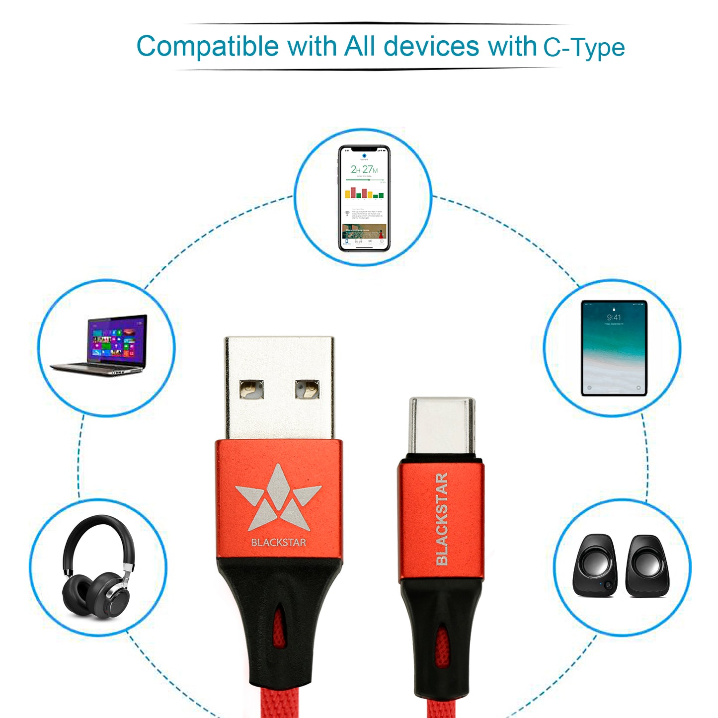 Blackstar Reversible Type C Data Cable for Fast Charging and Data Transfer ( 1.5 meter )